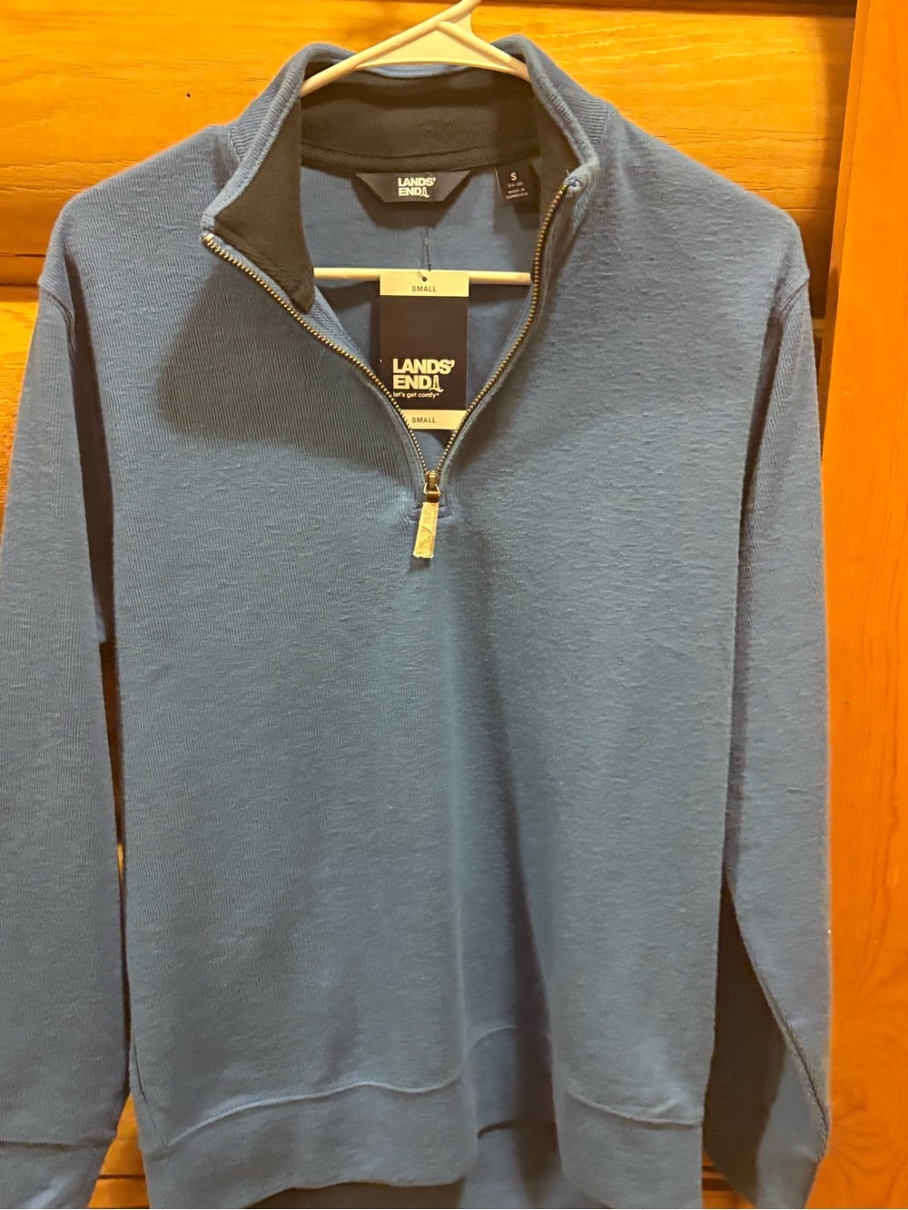 Lands' End Men's Slate Blue Quarter-Zip Sweater